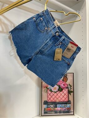🔥 Levi's 501 High-Rise Blue Denim Cutoff Shorts brand new size 26
